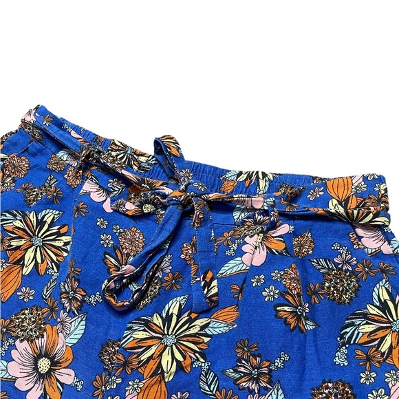 ModCloth Wide Leg Floral Cropped Linen Pants Size Large - Picture 2 of 6